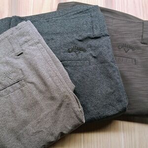 3 Pair Of Callaway Men's Size 38 Chino Golf ShortsNavy Blue Gray Geometric Print